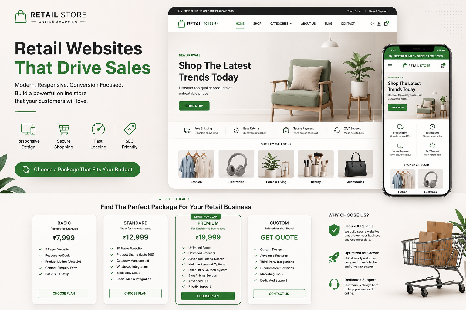 Retail store website sample
