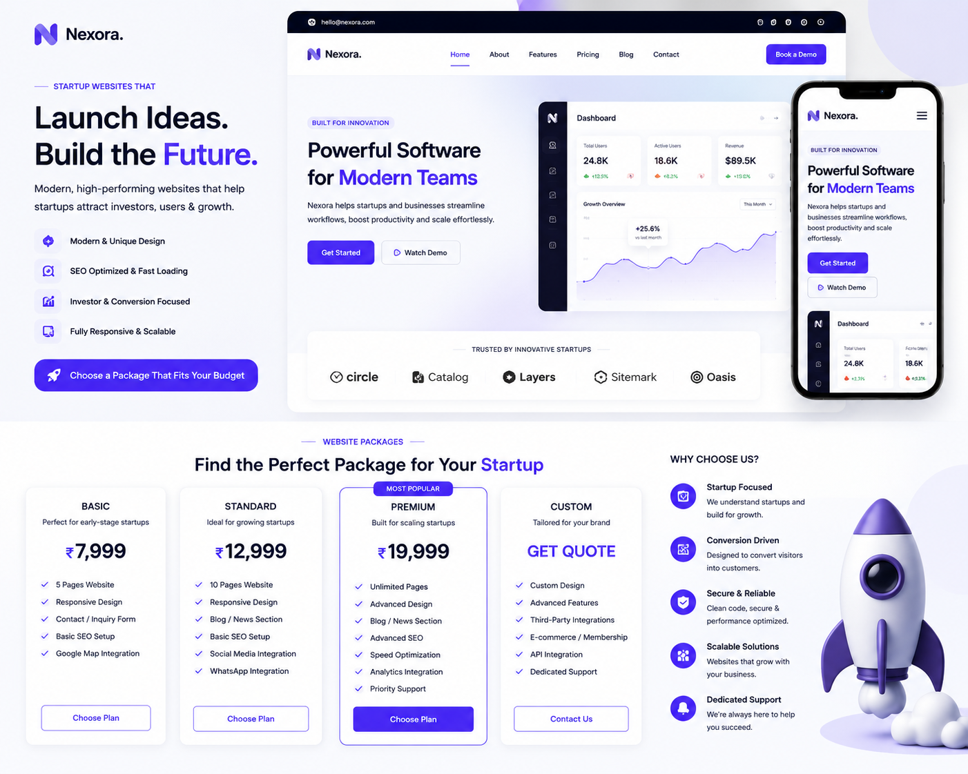 Startup website sample